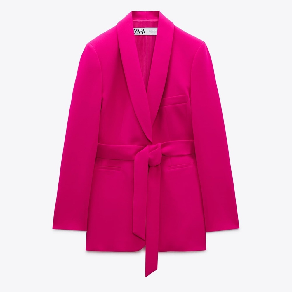 Zara belted tuxedo collar blazer